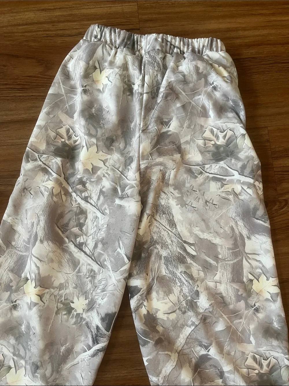 Light Gray Marble-camo Print Wide Leg Pants